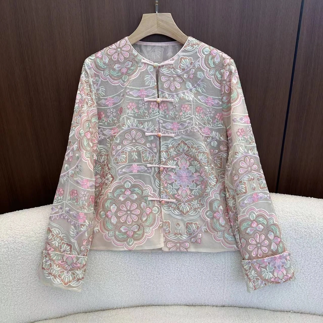 【初诠】新中式重工刺绣满分桑蚕丝上衣#0146