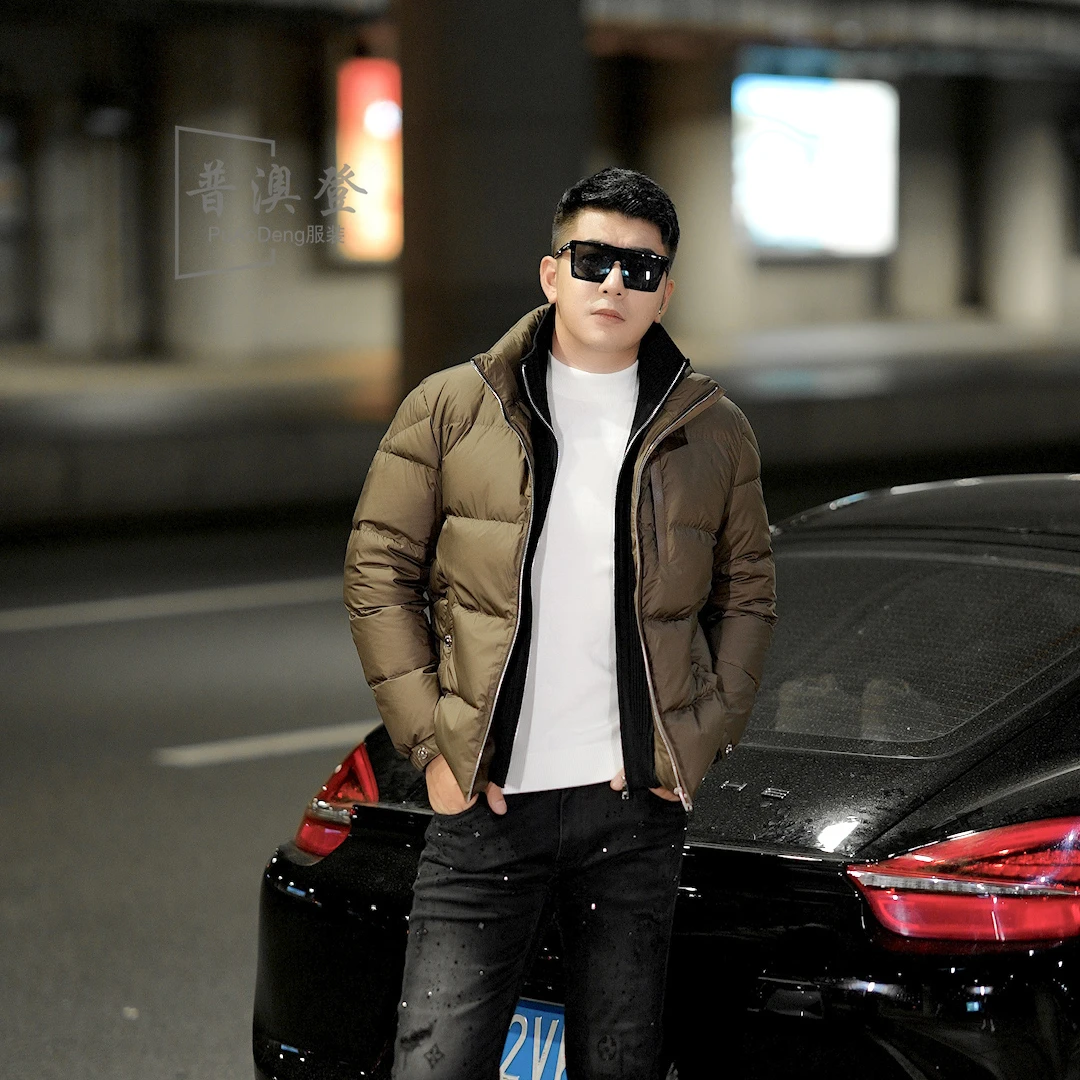 2024冬季新款时尚潮流百搭休闲双层领保暖男士羽绒服外套9527