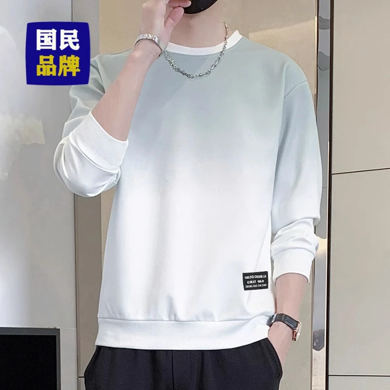 渐变色男士卫衣2024春秋季新款潮牌秋装秋季男上衣