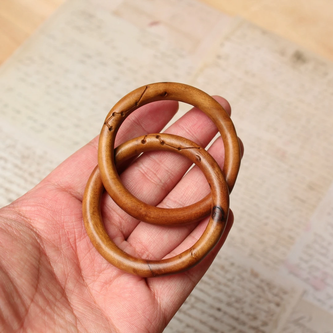 雷法十字天经 雷击枣木乾坤圈手把件老料原木雕刻阴阳环七星手镯