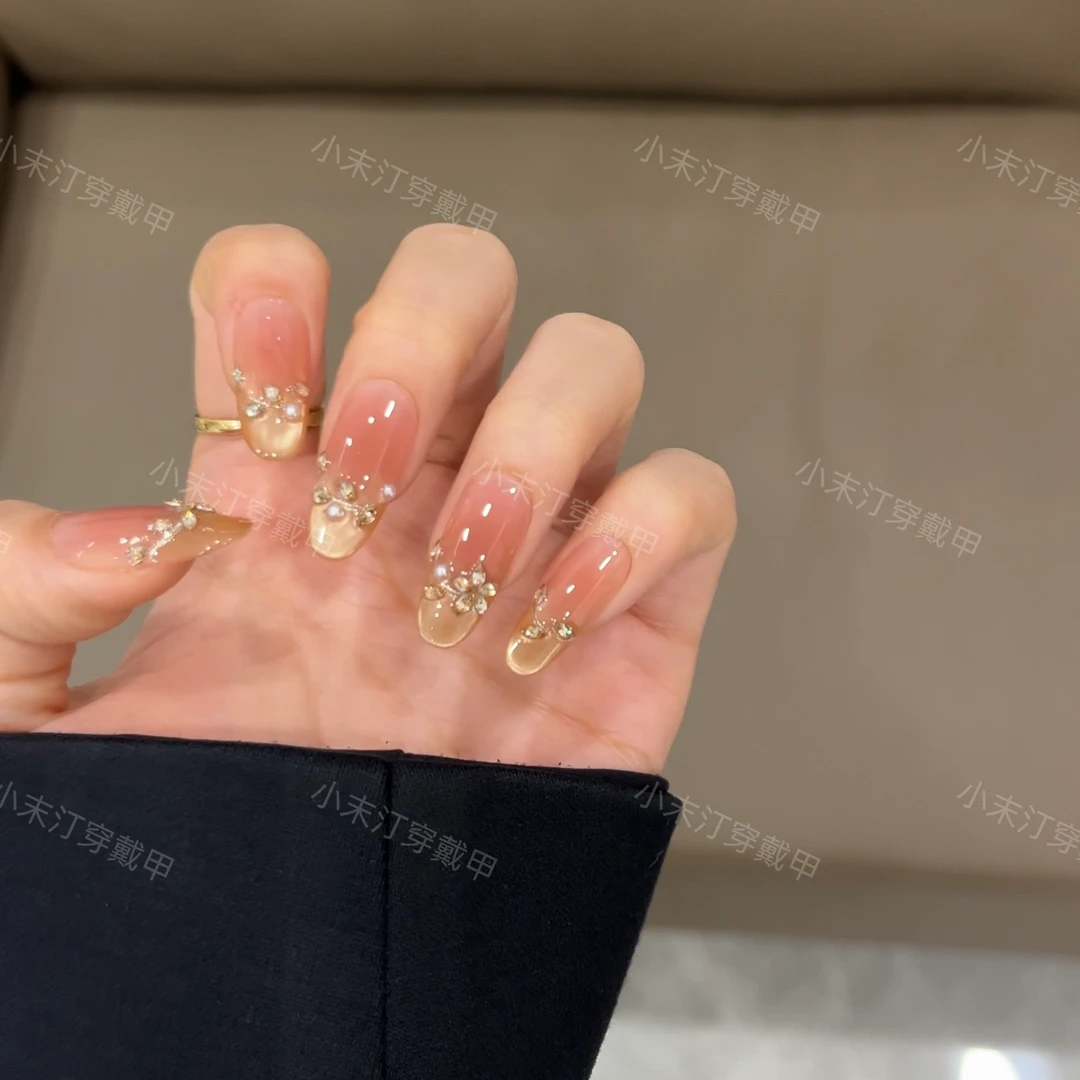 【日落橙花】小末汀显白美甲气质简约温柔穿戴甲