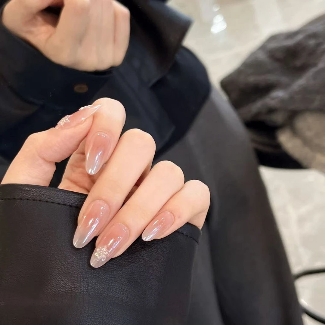 【冰雪花】小末汀显白珍珠粉美甲气质简约温柔穿戴甲