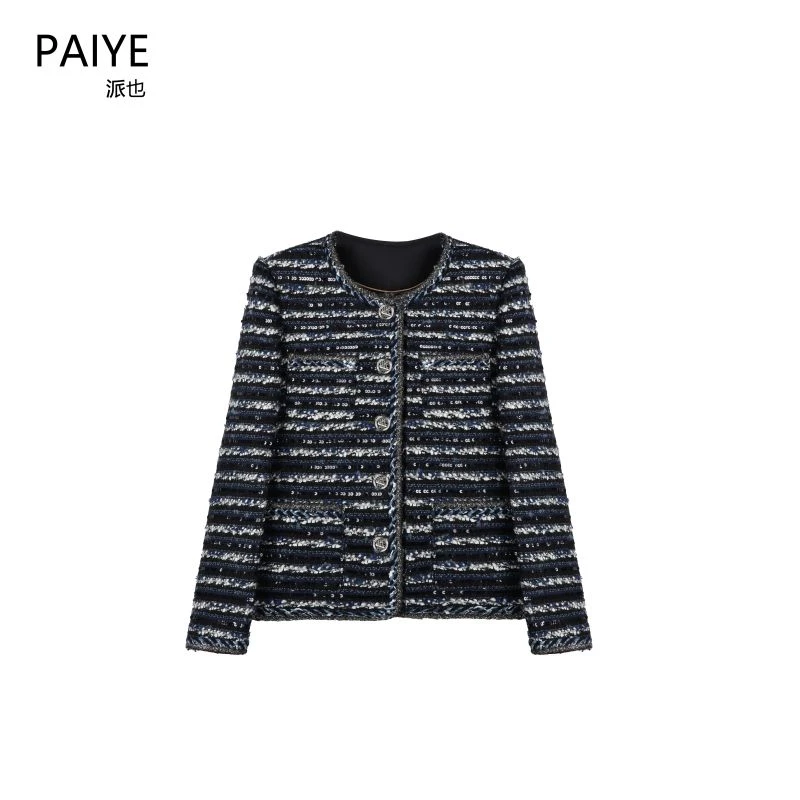 2024小香风上外套秋款2024深色格子高级感复古短款夹克上衣A72009