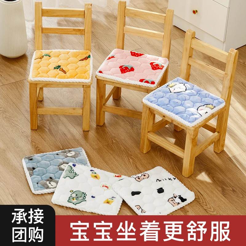 幼儿园卡通椅子垫加绒加厚防滑小板凳坐垫宝宝方形可爱屁股垫冬季