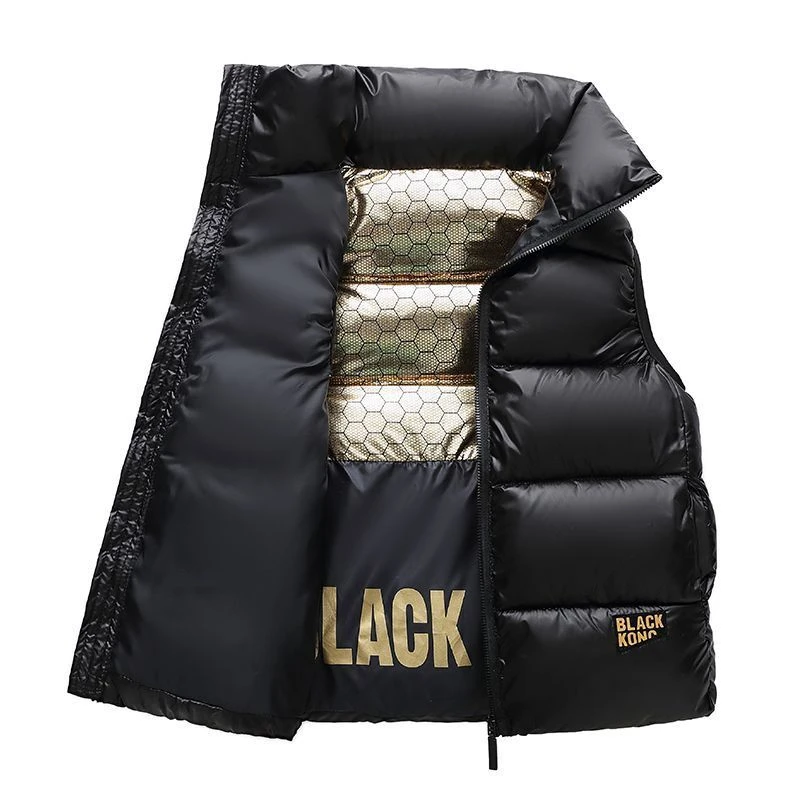 儿童黑金马甲男女童秋冬季百搭外穿内穿休闲烫金色加厚保暖棉衣潮