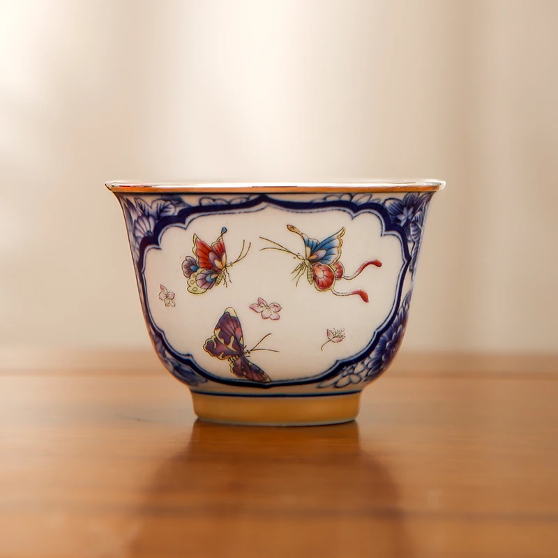 银壶家族 足银999主人杯 瓷包银杯品茶杯酒杯足银内胆喝茶银杯子