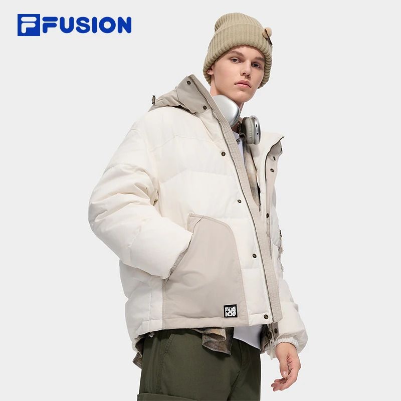FILA FUSION斐乐羽绒服男2024冬季时尚连帽保暖外套T11M443901