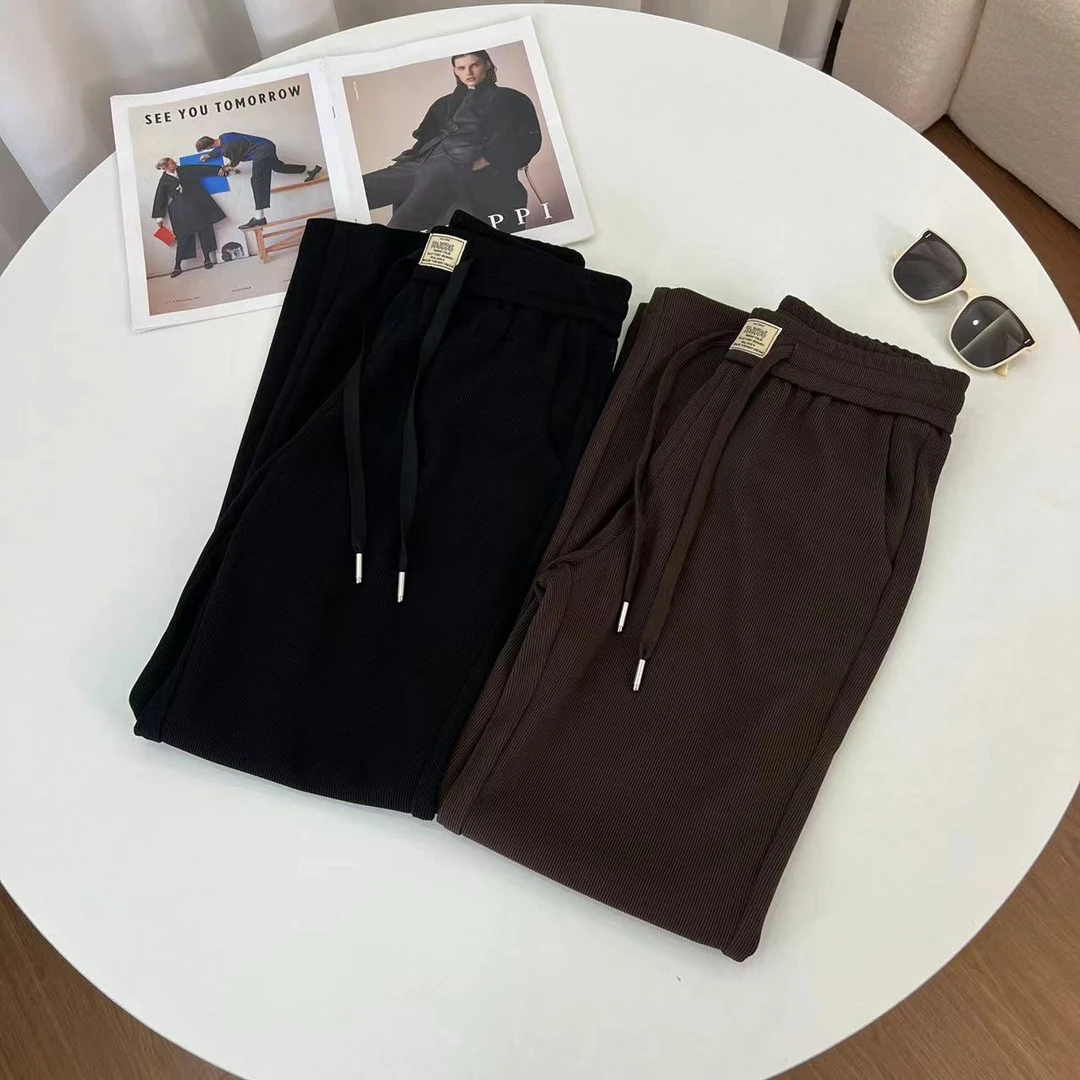 N278P  春款薄款美人裤~松紧腰抽绳休闲直筒阔腿裤（卡码拍大）