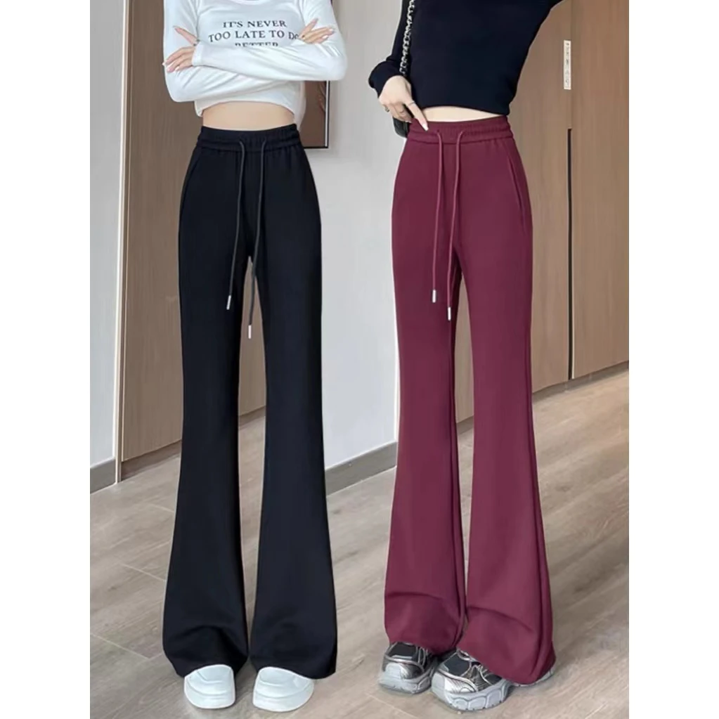 小静折扣~N1149L    松紧腰高腰抽绳显瘦休闲喇叭裤 （卡码拍大）