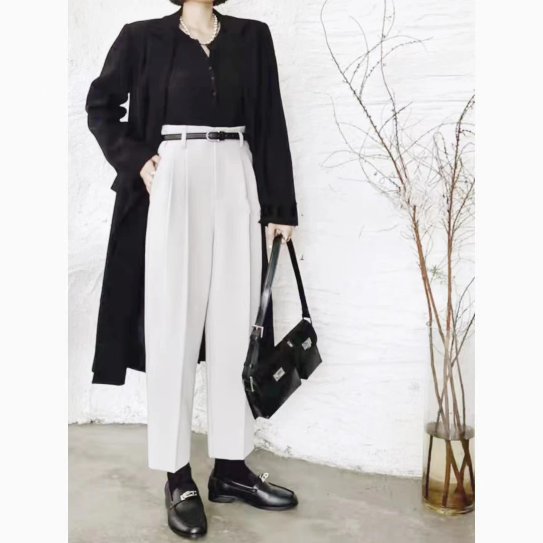 小静折扣~N2276    拉链打褶裥休闲西装花苞裤（卡码拍大）