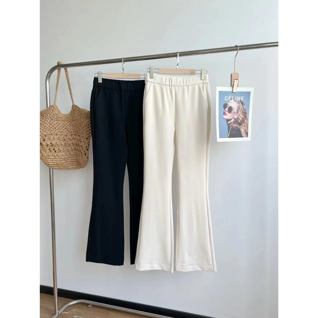 小静折扣~A671P 松紧腰舒适宽腰边弹力显瘦喇叭裤 （卡码拍大）