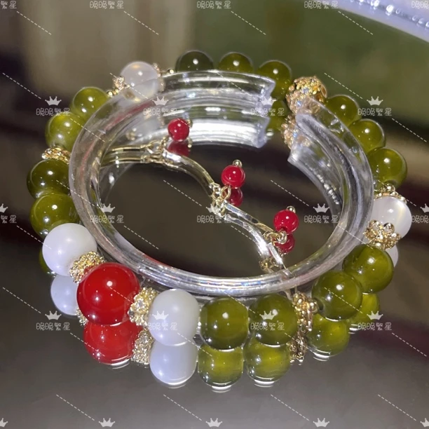 手工串珠｜一抹相思豆原创设计琉璃手串