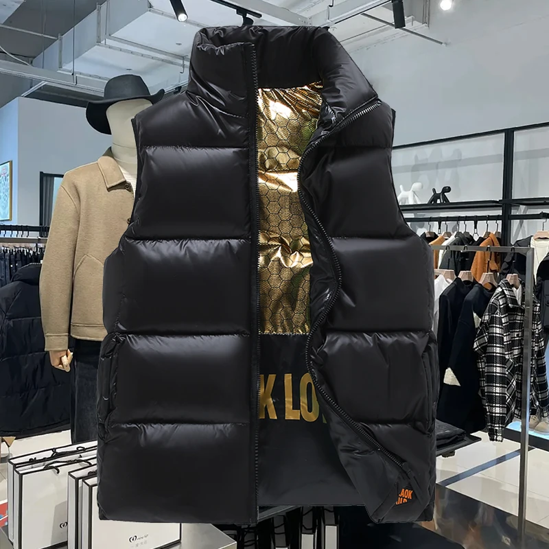 2025新款黑金马夹强保暖马甲冬男帅气外穿坎肩黑色免洗运动背心