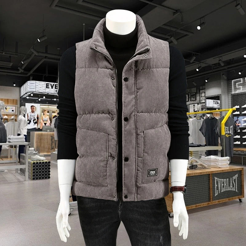灯芯绒立领棉马甲男士秋冬加厚女款马夹潮流外套保暖背心坎肩外穿