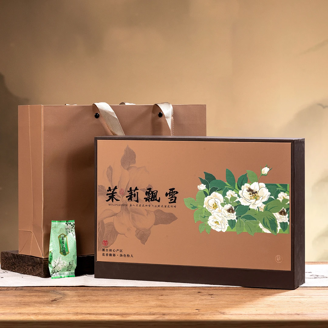 过节送礼茉莉飘雪花茶高级浓香型2024新茶泡袋高端礼盒装200g