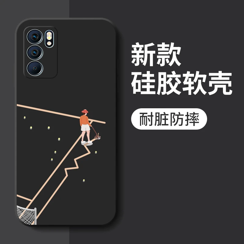 OPPOReno6手机壳新款划线人Reno6Pro高级感软壳液态硅胶全包潮牌