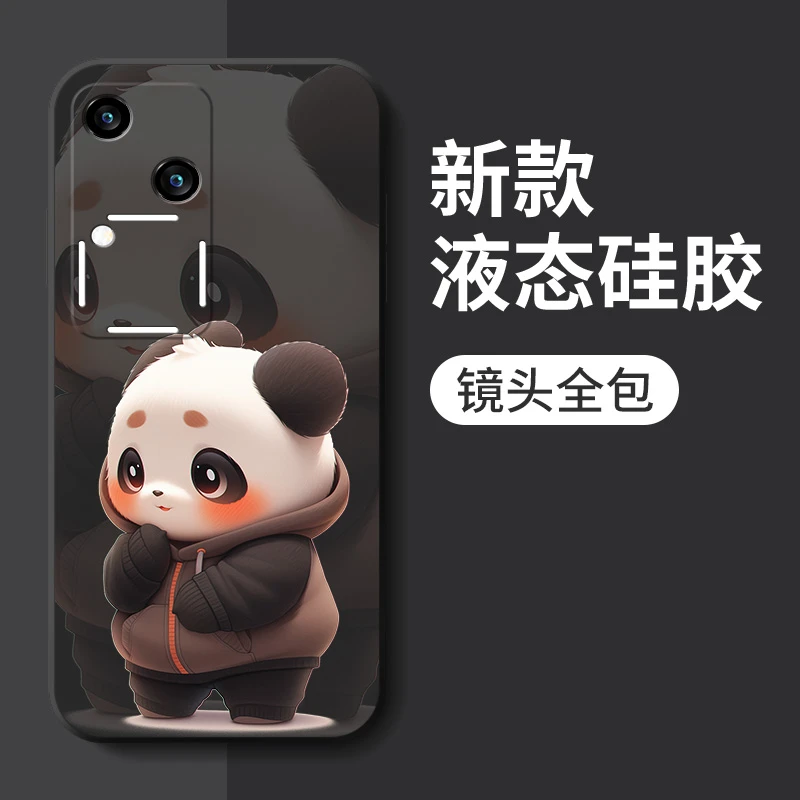 可爱熊猫适用vivos18手机壳s18e新款液态硅胶s18pro全包防摔软壳
