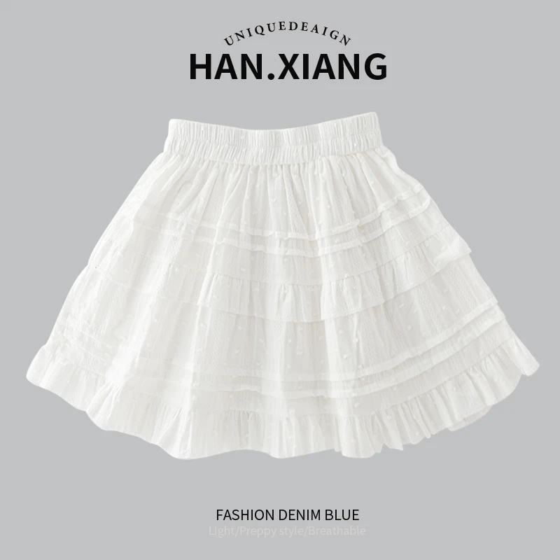 女童蛋糕裙防走光儿童2025新款秋款白色公主裙子春秋季短裙半身裙