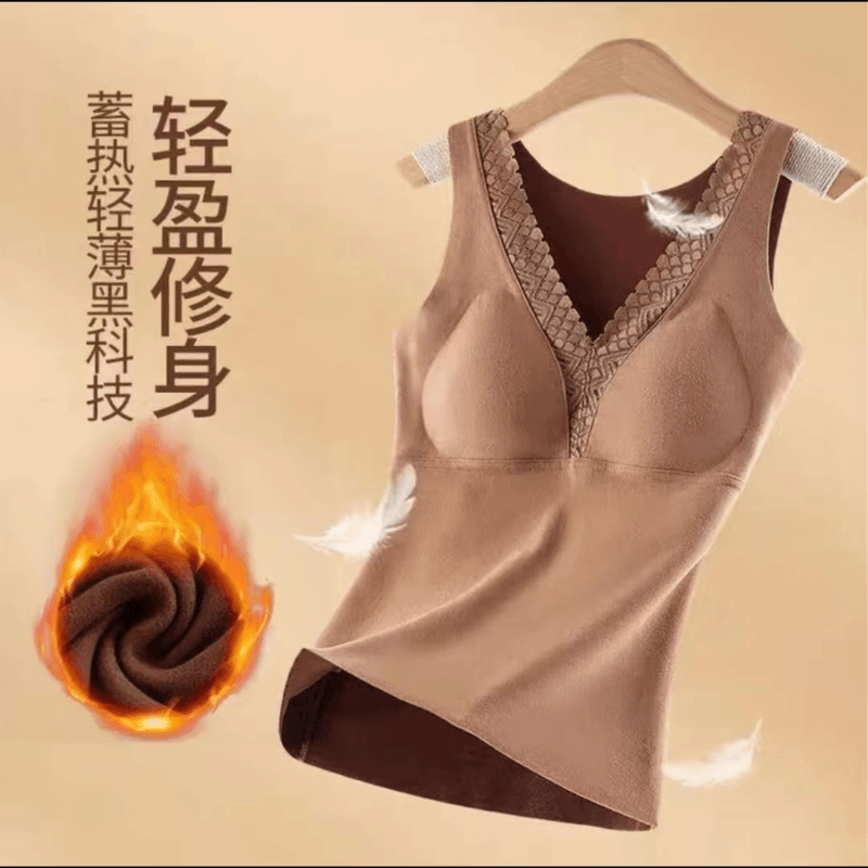 新款冬季加绒加厚自发热保暖背心女德绒无痕内搭打底衫保暖内衣女
