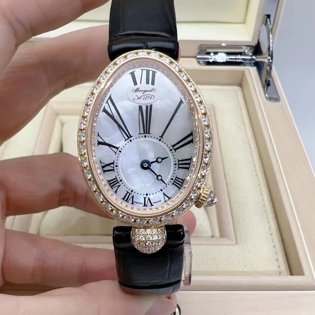 95新 BREGUET/宝玑 那不勒斯皇后33*25mm原镶钻18k玫瑰金女手表