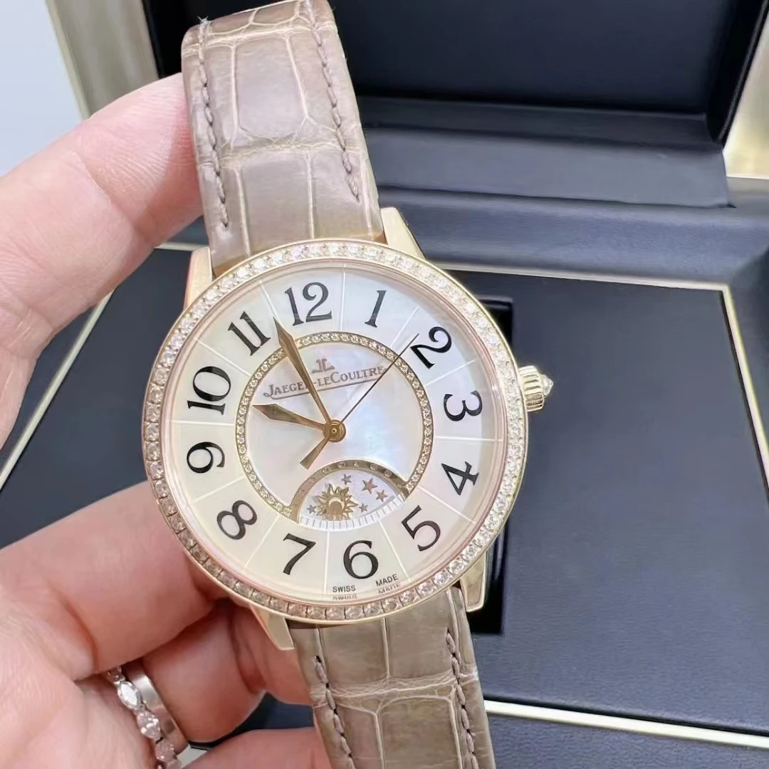 95新 Jaeger-LeCoultre/积家 约会36mm18k玫瑰金原镶钻贝母面手表