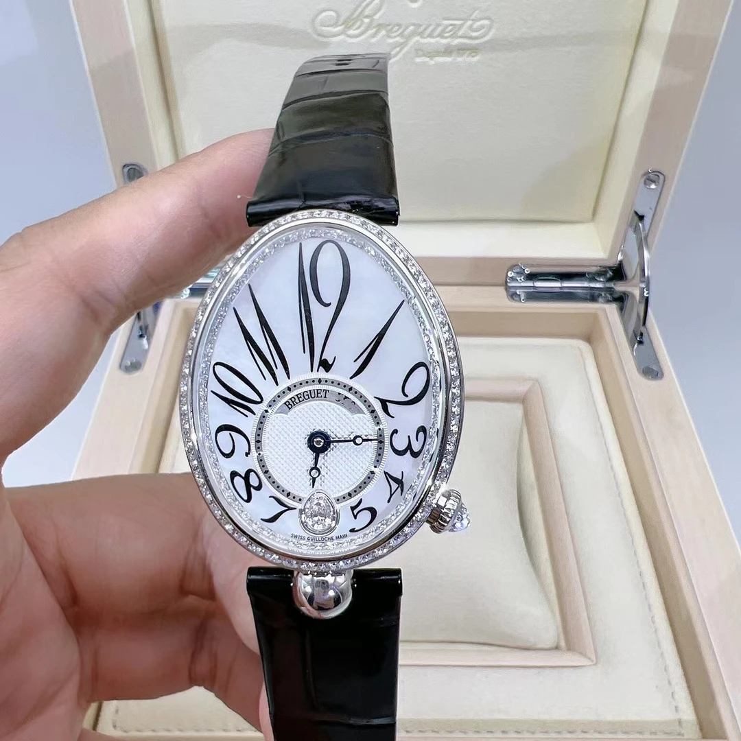 95新 BREGUET/宝玑 那不勒皇后18k白金28*36原镶钻自动机械女手表
