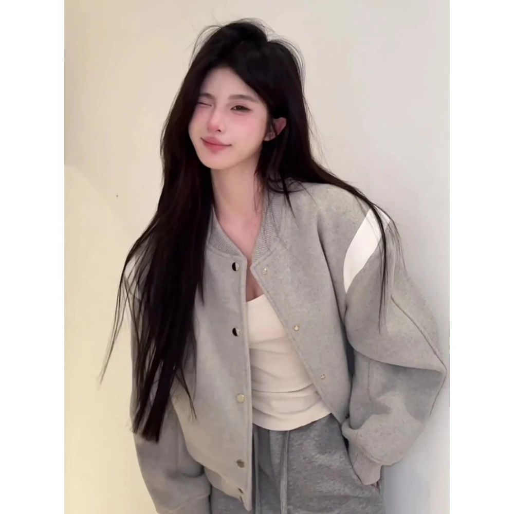 优雅【防华棉复合牛奶丝350克】秋情侣卫衣夹克短外套女棒球服男