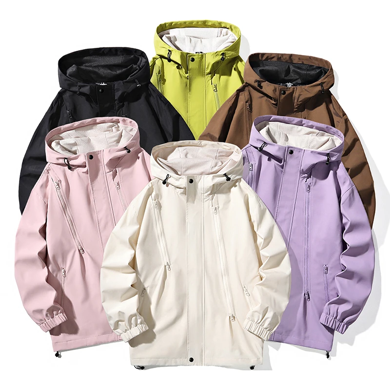 新款春秋季时尚户外潮流防风防水情侣冲锋衣百搭运动连帽休闲夹克