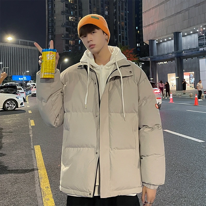 棉衣男士新款冬季加厚假两件连帽棉服潮牌面包服男女保暖外套-B09