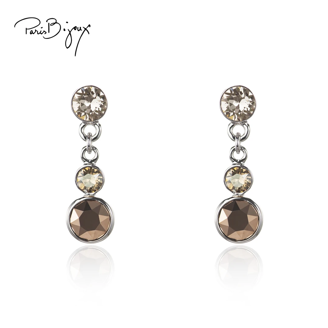 合金仿水晶耳饰 小众气质茶色系耳环