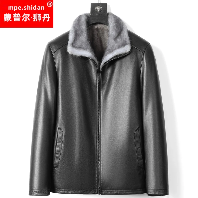 mpe.shidan/蒙普尔·狮丹2203新款冬男士头层牛皮真皮保暖水貂内胆