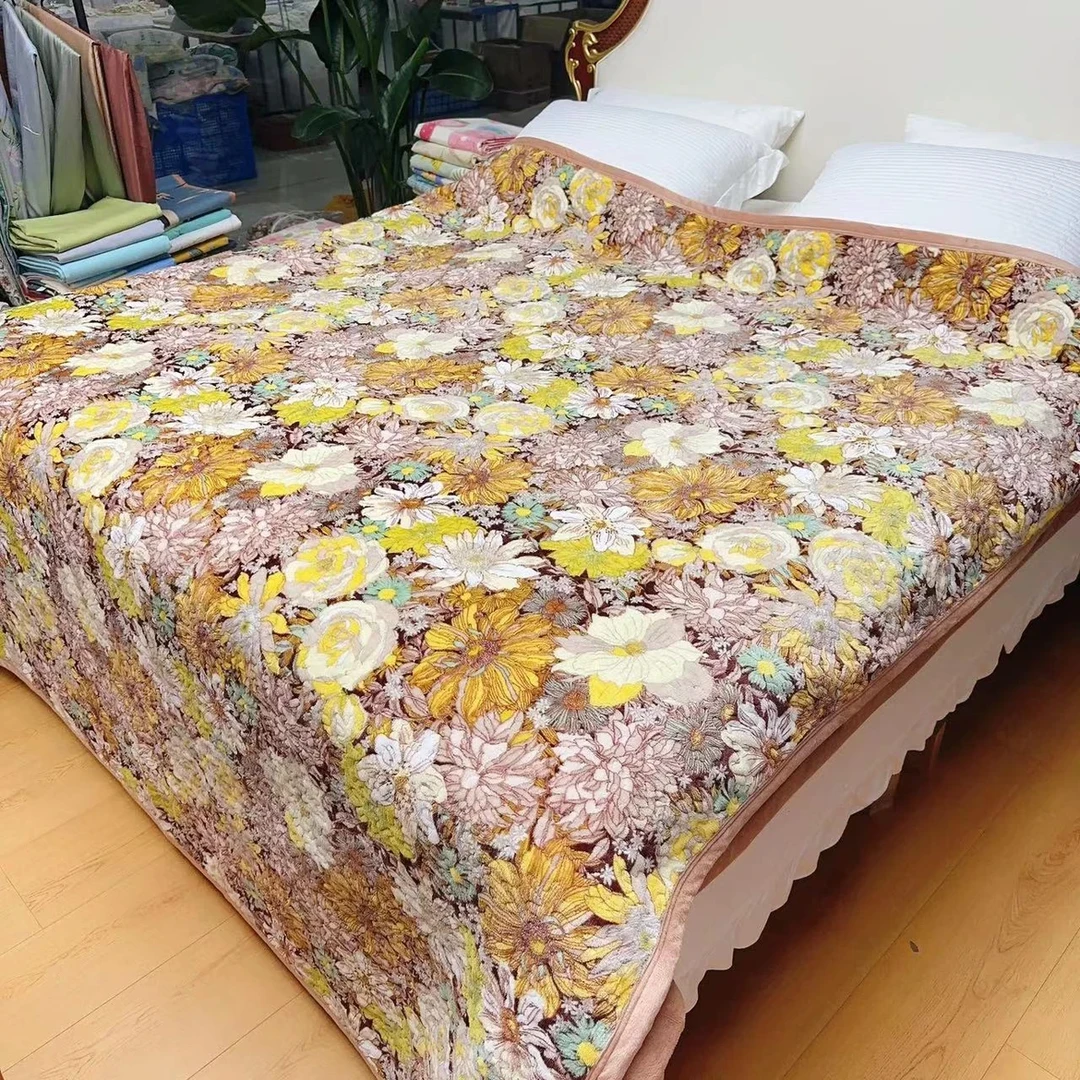 【意能达小胖】200*230cm绒床盖  百花齐放（实物以直播间为准）