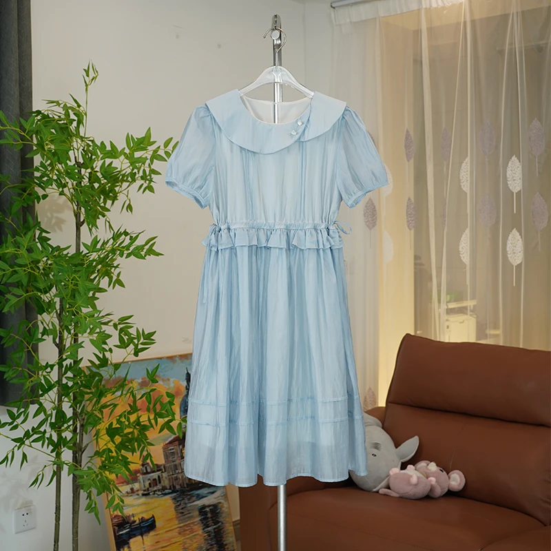现货【所希-天丝连衣裙】女童连衣裙气质中长裙纯色洋气中大童夏裙