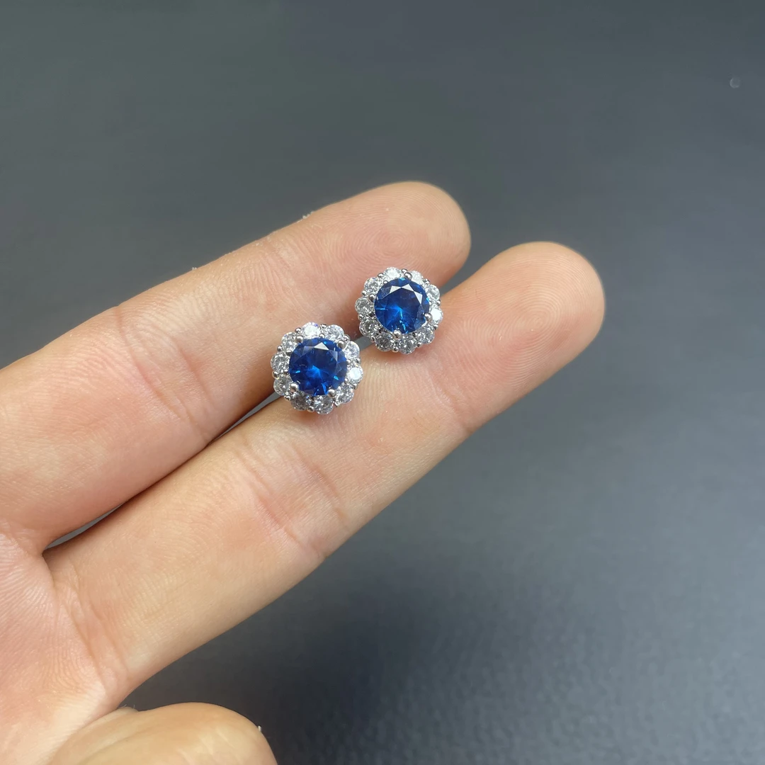 【彩宝矿业】典藏轻奢-D01-504-蓝宝石-精工耳钉