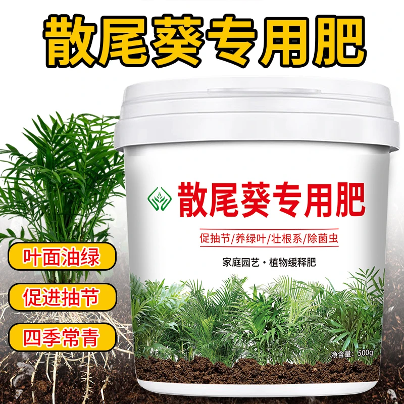 散尾葵专用肥料四季绿旺防黄叶干尖瘦枯叶半点根营养颗粒缓释肥料