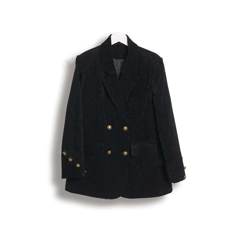 2025新款黑色女西装上衣双排扣气质西服秋季百搭女士小西服轻奢