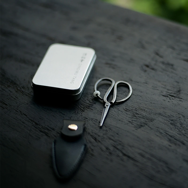 实用茶包小剪刀岩茶袋剪刀手工皮制收纳包茶道配件茶剪