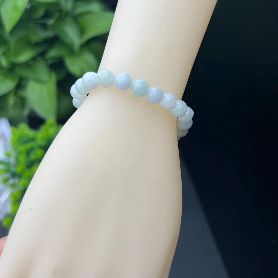 翡翠手串圆珠手链男女款DIY珠子A货翡翠多样随机发一颜色偏白偏淡
