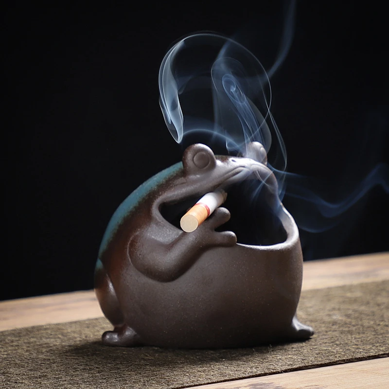 [店促88折]高档卡通大肚蛙烟灰缸烟缸可爱创意陶瓷大烟缸个性潮流