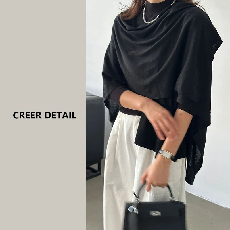 显瘦到没朋友的巴素兰羊毛披肩不规则设计感百搭上衣