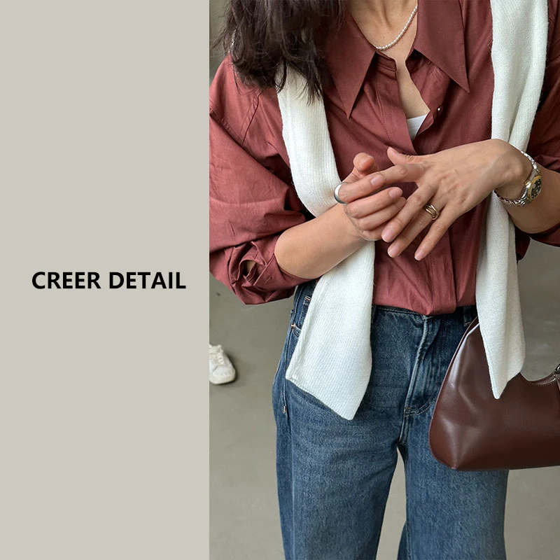 三个颜色都很高级的光泽感衬衣秋冬简约衬衫宽松叠复古百搭