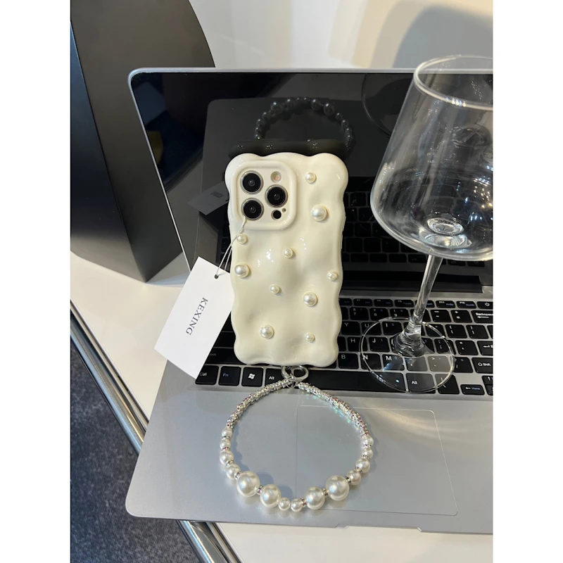 Ins小众气囊珍珠iPhone16promax链条13手机壳15plus防摔14pro女16