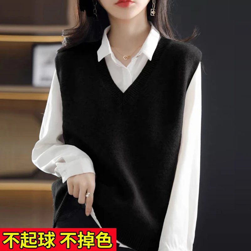 胖mm200斤叠穿马夹大码毛衣马甲针织背心日系慵懒风秋冬套头宽松