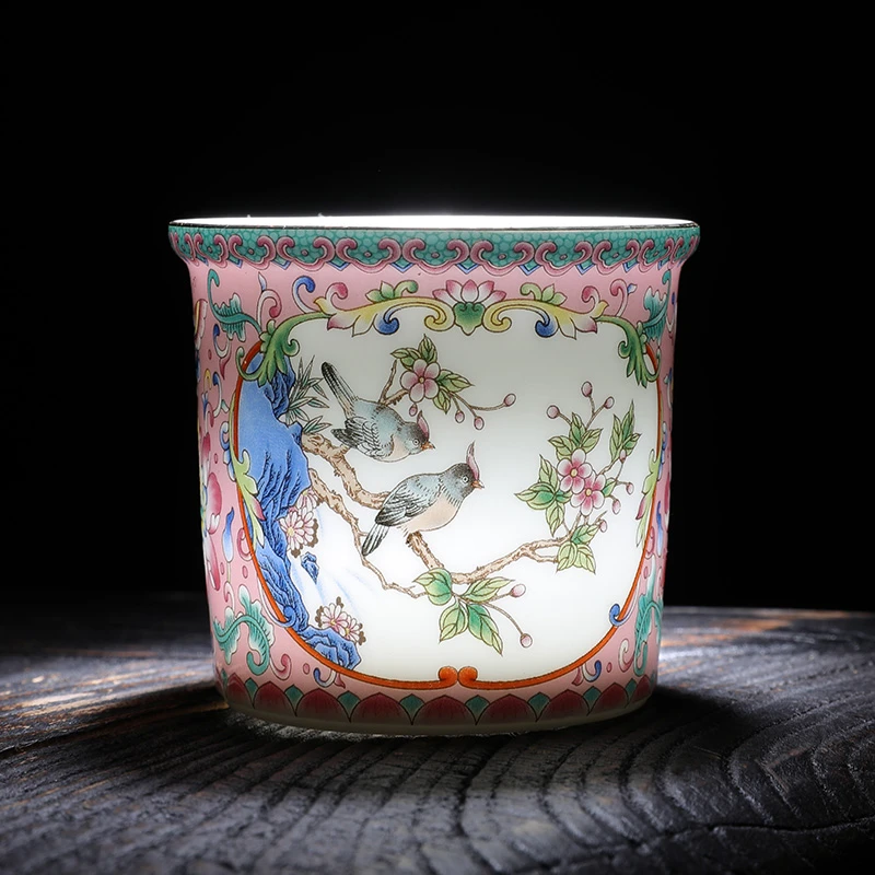 剑毫珐琅彩茶杯陶瓷茶杯子会议杯小茶杯个人专用主杯主人杯