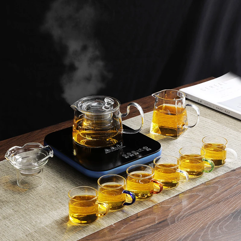 蒸茶壶玻璃煮茶器泡茶炉电陶炉具专用烧水壶茶具玻璃茶盘茶台电热