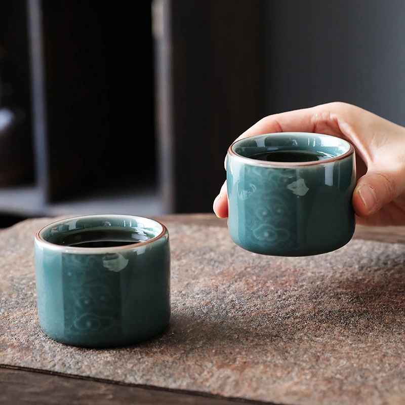 剑毫青瓷扳指杯主人杯品茗杯陶瓷大号单杯主人杯茶盏茶碗茶杯