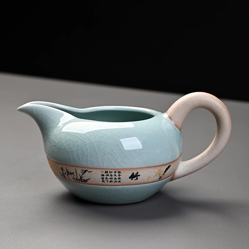 哥窑公道杯茶滤一体分茶器公杯陶瓷茶具倒茶漏套装功夫配件