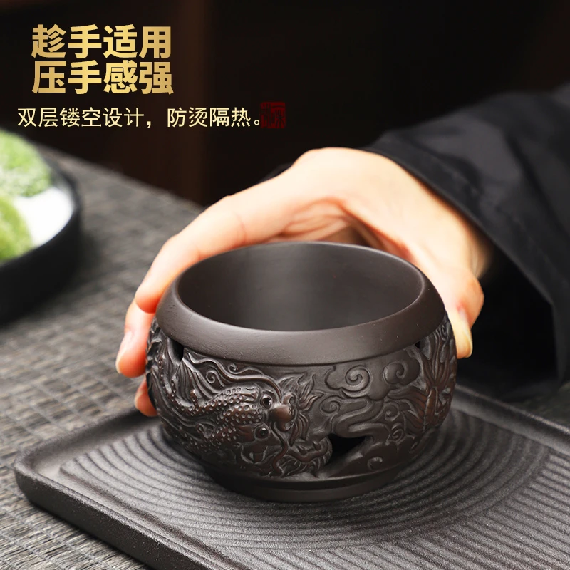 紫砂杯功夫茶杯陶瓷主人杯茶盏杯主人杯单杯小茶杯单只喝茶专用杯