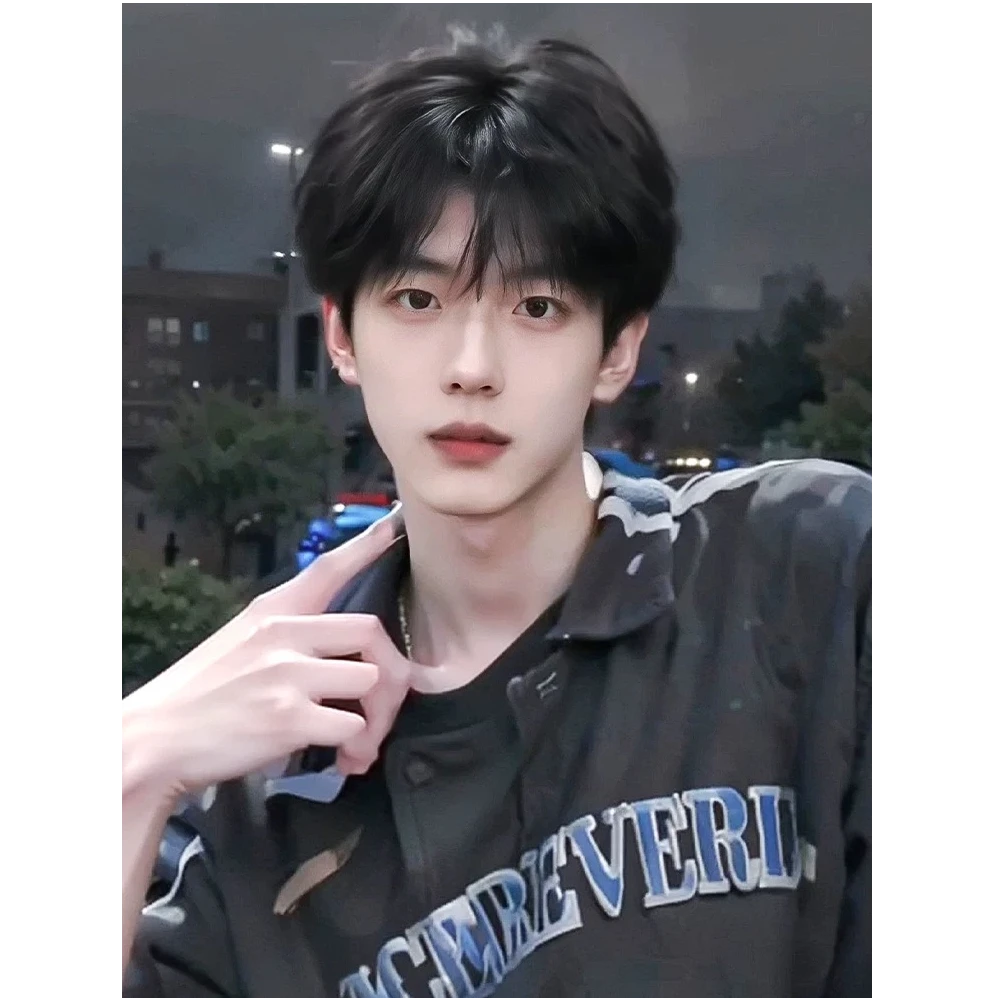 【miu系男孩】MEISU也萌假发中分自然黑微分男生韩版帅气日常全头套