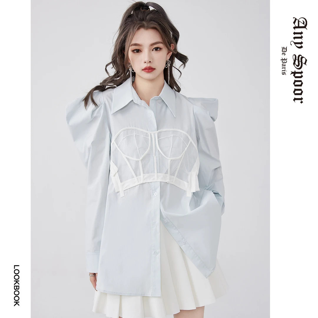 【爱米专享】小众设计师学院风长袖休闲新款衬衫23A15